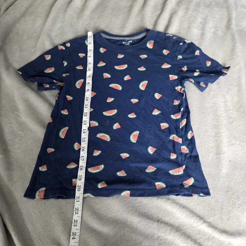 Old Navy Boys Size Large Short Sleeve  Graphic All Over Watermelon Print Blue